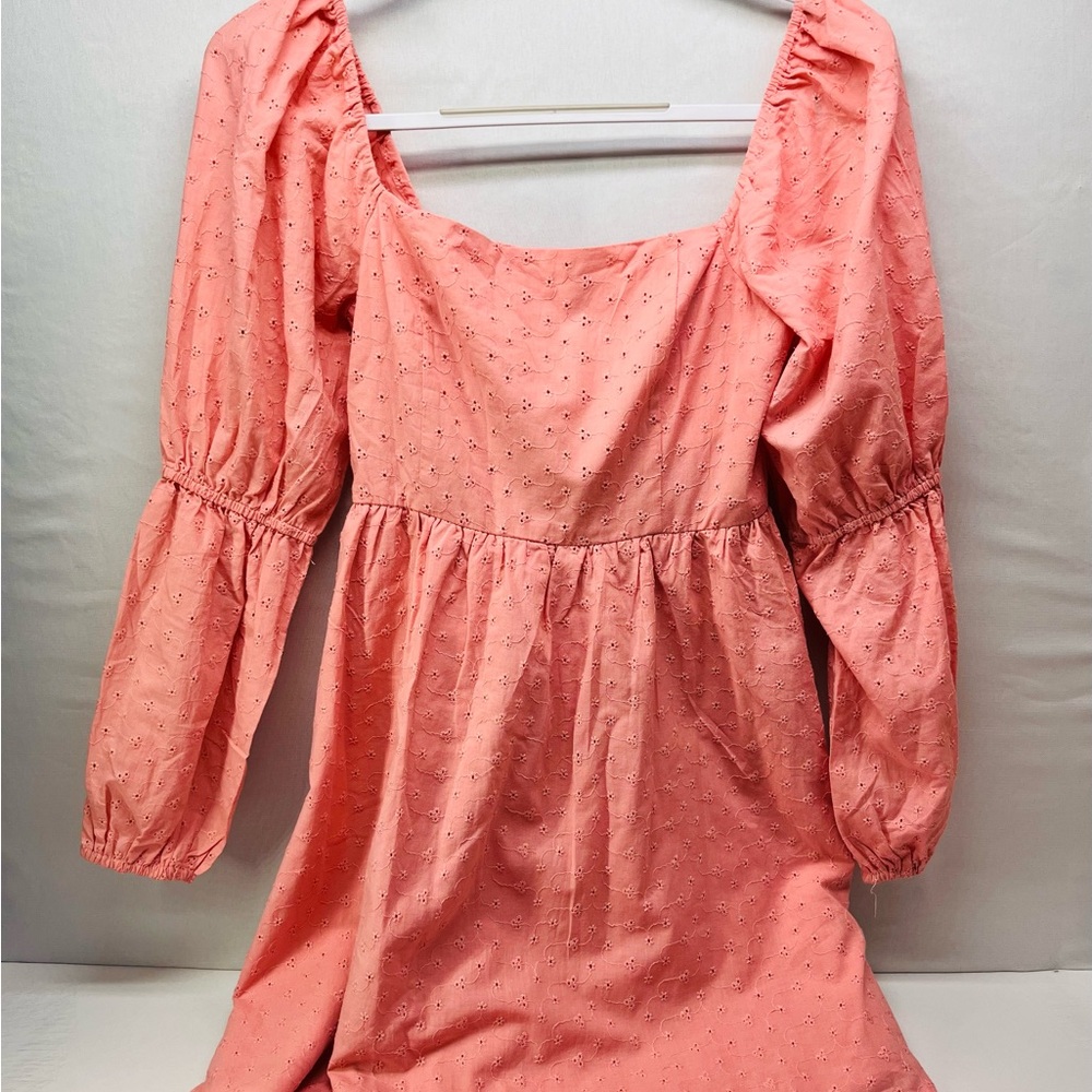 Forever 21 Pink‎ Eyelet Mini Baby doll Dress